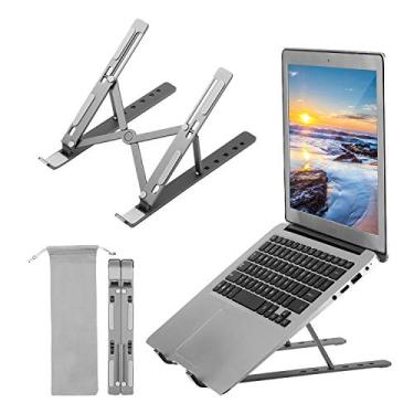 Imagem de Suporte para Notebook Ajustável Portátil de Alumínio com Ventilação Resfriamento Elevador Computador Totalmente Colapsível Mesa Compatível Tablet PC 1