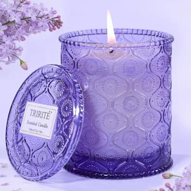Imagem de Velas perfumadas lilás para casa, presentes de dia dos namorados, vela de aromaterapia de cera de soja natural para mulheres, flores lilás velas de primavera roxo para quarto de banho presentes de