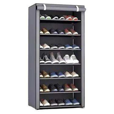 Imagem de Sapateira Organizadora 9 Andares para 27 Pares | Armário Multiuso Desmontável Fácil de Montar para Casa e Quarto(CINZA 7 ANDARES)