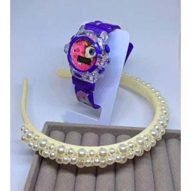 Imagem de Kit Relógio Infantil Meninas Digital Led Pisca Luz Led Toca Musica Pri