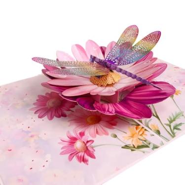 Imagem de FIAMR Cartão de felicitações pop-up 3D, artesanato em papel com detalhes de corte a laser escultura em papel oco borboleta floral em design de flor, cartões pop-up feitos à mão são adequados para