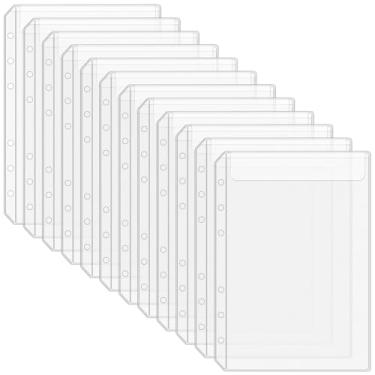 Imagem de Antner 12 peças de bolsos para fichário A5 sem zíper Envelopes de dinheiro com 6 furos para fichário de orçamento A5, inserções de agenda A5 Zipless Envelopes de dinheiro para fichário de poupança,