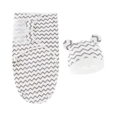 Imagem de Conjunto De Cobertor E Chapéu De Algodão Para Bebê Recém-Nascido Com E