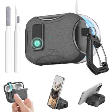 Imagem de Aircawin Capa para Airpods Pro 3, trava de segurança e suporte de telefone para Airpods Pro 3ª geração, compatível com Magsafe, pop-up automático, proteção de nível militar com mosquetão e caneta de