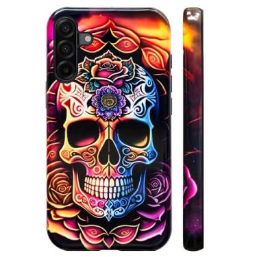 Imagem de Bcov Capa de camada dupla para Galaxy A17 5G, mandala colorida, caveira, flores, capa rígida híbrida à prova de choque + capa protetora de silicone para Samsung Galaxy A17 5G