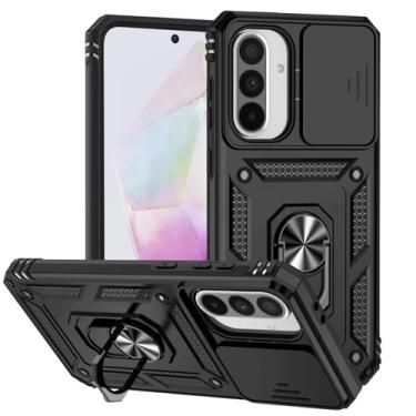 Imagem de Tothedu Capa para Galaxy A36 5G Capa/Galaxy A56 com capa deslizante para câmera, anel giratório de 360° integrado com suporte magnético à prova de choque para Samsung Galaxy A36 5G preta