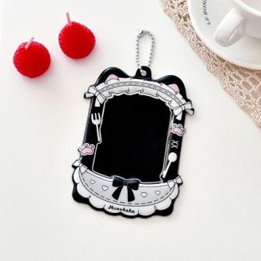 Imagem de Suporte de cartão de foto de ídolo Kpop de 7,6 cm, capa de cartão de PVC transparente com laço fofo - protetor de foto para cartão de crédito/identidade