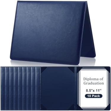Imagem de Tenare 10 porta-certificados de couro 21 x 28 cm PU preto vermelho azul roxo capa de diploma de bacharel de bacharel pasta de prêmio profissional para concurso de graduação oficial de caridade (azul)