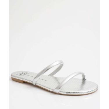 Imagem de Rasteirinha Feminina Tiras Metalizada Moleca Prateado-34118, Prateado,