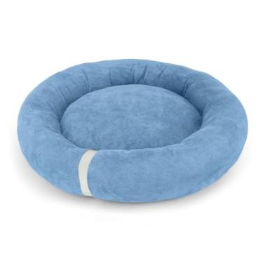 Imagem de Cama Pet Ninho Redonda Para Gato e Cachorro Ultra Macia Lavável Impermeável Luxo Donut(Azul Celeste)