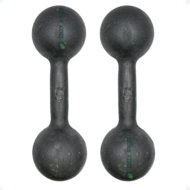 Imagem de Par de Halteres de Ferro Fundido Pintado - 5 Kg - BOX INGÁ