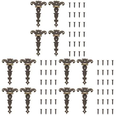 Imagem de Dobradiças de porta 3 peças dobradiças de porta vintage dobradiça interior retrô dobradiças do obturador articulações do armário alça de portão: 4 peças (cor: Bronzex 3 peças, tamanho: 11,2 x 6,7 cm x