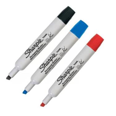 Imagem de Kit 3 Pincel Marcador Permanente Tank Sharpie Pontachanfrada, PRETO/AZ