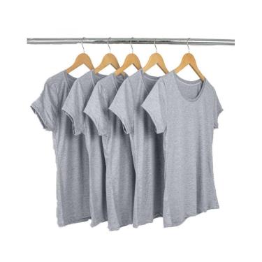 Imagem de Kit 5 Camisetas Malha Fria Feminina Baby Look Malha PV-Feminino