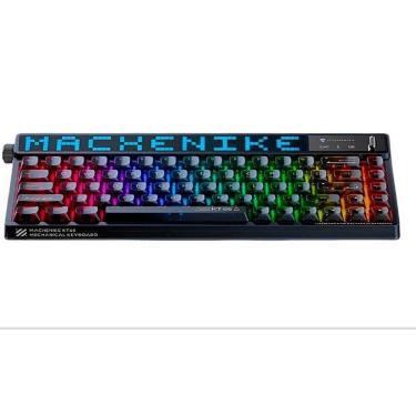 Imagem de Teclado Mecânico Gamer Machenike KT68-B68W Pro, 65%, Switch Gateron North Pole Linear, Tri-Mode-Unissex