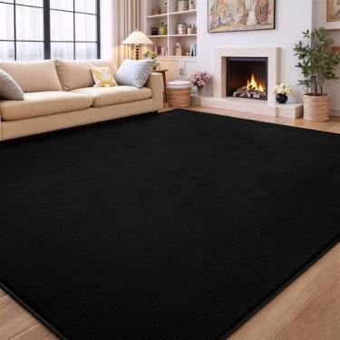 Imagem de Vasofe Tapetes grandes e modernos para quarto, sala de estar, tapete preto 12 x 18 cm, antiderrapante, lavável, espesso, macio e viscoelástico, tapete minimalista para meninos, meninas, sala de jogos