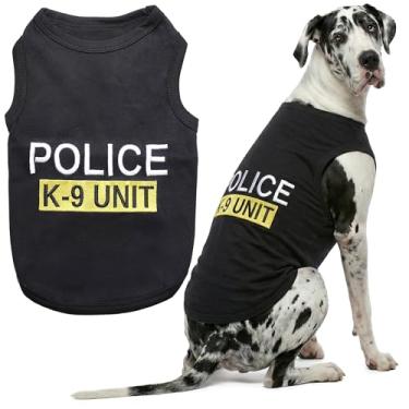 Imagem de Parisian Pet Camiseta unissex para cães com roupas bordadas para cães "Police k-9 Unit" - 100% algodão, fantasia de cachorro - Colete respirável para cães policiais - Camiseta lavável na máquina para