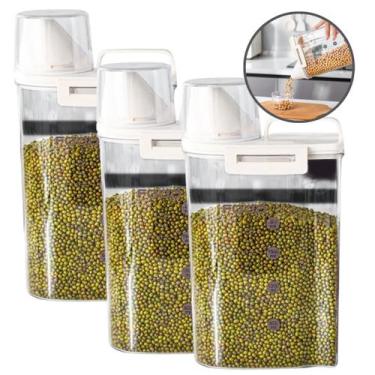 Imagem de Kit 3 Potes Herméticos Acrílico 2500ml Armazenamento de Grãos, Cereais
