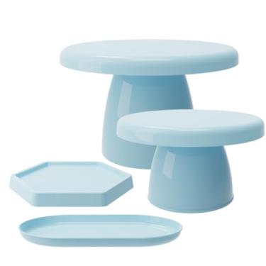 Imagem de Kit Festa com 1 Boleira Popi 18x11, 1 Mini cake 8x13, 1 Bandeja sextavada 16 e 1 Bandeja Popi 22(AZC - AZUL CANDY)