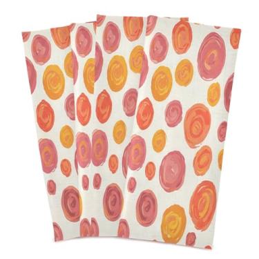 Imagem de Wassud Pincelada círculos panos de prato de cozinha pacote com 4 panos de prato macios com laço para pendurar toalha de mão de secagem rápida super absorvente toalhas de chá de mesa decorativas 71 x