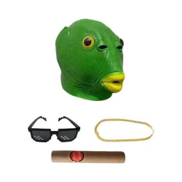 Imagem de Máscara De Cosplay Cabeça De Peixe Verde Para Adultos, Homens E Mulher