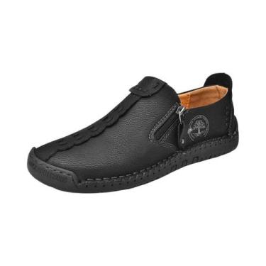 Imagem de Mocassins De Couro Feitos À Mão Para Homens plus Size, Respiráveis, Ca