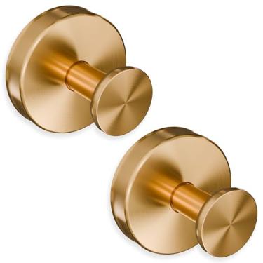 Imagem de Ganchos de ventosa para chuveiro, 2 peças - ganchos de chuveiro dourados, montagem rápida, ouro à prova de ferrugem, cozinha, porta de vidro, espelho, azulejo, gancho de toalha de sucção removível que