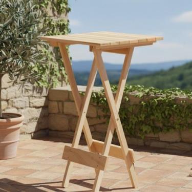 Imagem de Mesa Bistrô Dobrável em Madeira Maciça sem Pintura - Marcenaria Real