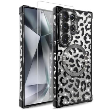 Imagem de MOWIME Capa magnética para Samsung Galaxy S24 Ultra [compatível com Magsafe] [estampa de chita chapeada] [1 protetor de tela] capa protetora de leopardo de TPU macio para Galaxy S24 Ultra de 6,8