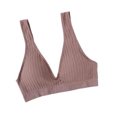 Imagem de Sutiã Esportivo Feminino Sem Costura Com Decote V Profundo, Sem Aro, S