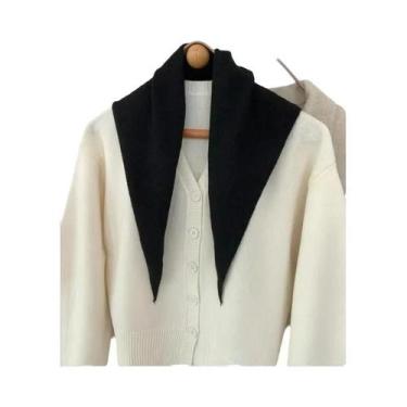 Imagem de Cachecol De Lã Triangular Listrado Macio E Quente Para Mulheres, Moda 