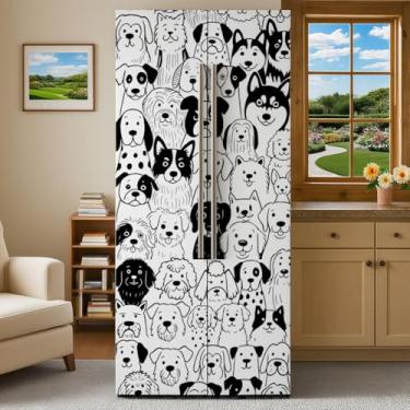 Imagem de GOMAKERER 2 peças de envoltórios removíveis de geladeira para gatos e cães, autoadesivo, porta de geladeira, mural, painel de freezers, adesivo para decoração de bar de cozinha, 40 x 192 cm