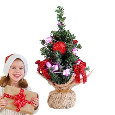 Imagem de Árvore de Natal de mesa | Decoração sazonal com luz LED, mesa de centro de mesa | para escritório, casa, loja, dormitório, sala de estar, mesa de centro, estudantes universitários, anfitriões sazonais