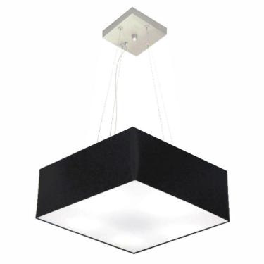 Imagem de Lustre Pendente Quadrado Vivare Md-4194 Cúpula Em Tecido 12/40x40cm - Bivolt Preto 127/220v