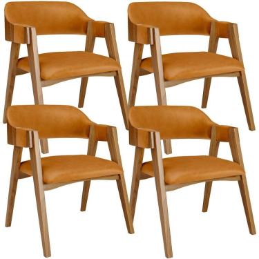 Imagem de Kit 04 Cadeiras Para Sala De Jantar E Estar Living Estofada Suran L02 Couríssimo Whisky - Lyam