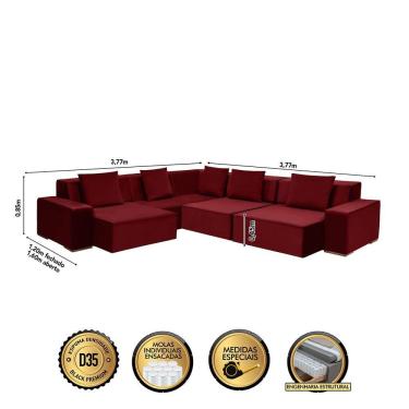 Imagem de Sofá Dubai 3.77x3.77m De Canto Retrátil - Vinho