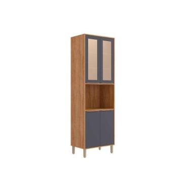 Imagem de Paneleiro Cozinha Modulado Brilhante c/ 4 Portas c/ Vidro 70cm Cinamom