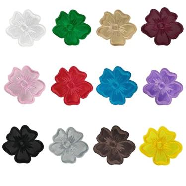 Imagem de Aplique de tecido de flores rosa margarida adesivos de roupas bordado floral em remendos florais enfeites DIY roupas costura bolsa de vestido suprimentos artesanato (estilo 2)