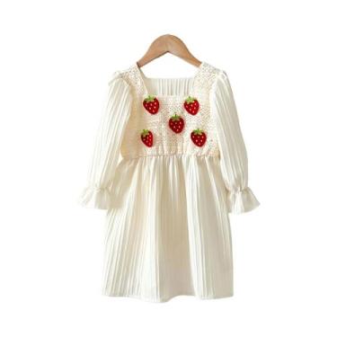 Imagem de Vestido De Princesa Com Estampa De Morango Para Meninas, Manga Longa, 