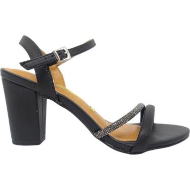 Imagem de Sandália Feminina Casual Social Dia a Dia Passeio Trabalho Festa Verão Com Strass Salto Grosso Conforto Vizzano 6262.1034