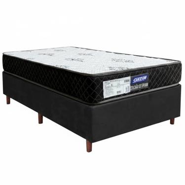Imagem de Cama Box Preto + Colchão D33 GAZIN SONOLAR SUPREME 88x188x51cm 100% ESPUMA INMETRO