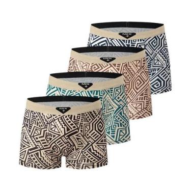 Imagem de Cuecas Boxer Confortáveis Estampadas Para Homens plus Size, Pacote Com