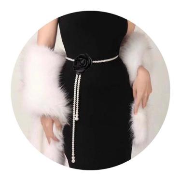 Imagem de Cinto Pérolas Mulher Luxo Elegante Rosa Preta - anjo da mamãe, Preto
