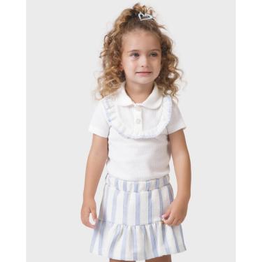 Imagem de Conjunto blusa polo shorts saia listrado leve fresquinho menina- Azul e Rosa - Menina 1 a 4 anos-Feminino