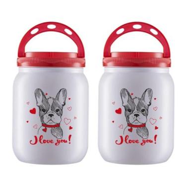 Imagem de Kit 2 Pote Ração Petisco Com Tampa Rosca 1,4l Gato Cachorro - - Bandei