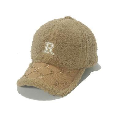 Imagem de Boné de beisebol Faux Shearling com R bordado para adulto - Yiweisai