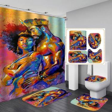 Imagem de Conjunto de cortinas de chuveiro genérico de 4 peças com arte moderna 