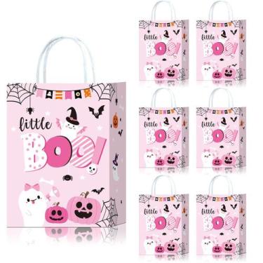 Imagem de Saco de presente Kraft Paper Halloween Ghost, pacote com 10 22x16x8cm 
