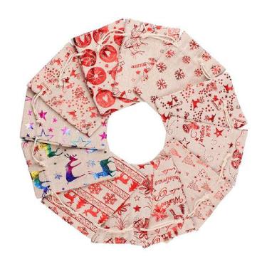 Imagem de Conjunto de sacolas de presente de Natal, algodão e linho, 30 unidades