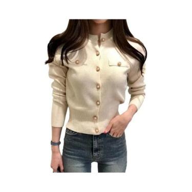 Imagem de Cardigãs De Manga Longa Para Mulheres, Suéter Tricotado Casual, Estilo